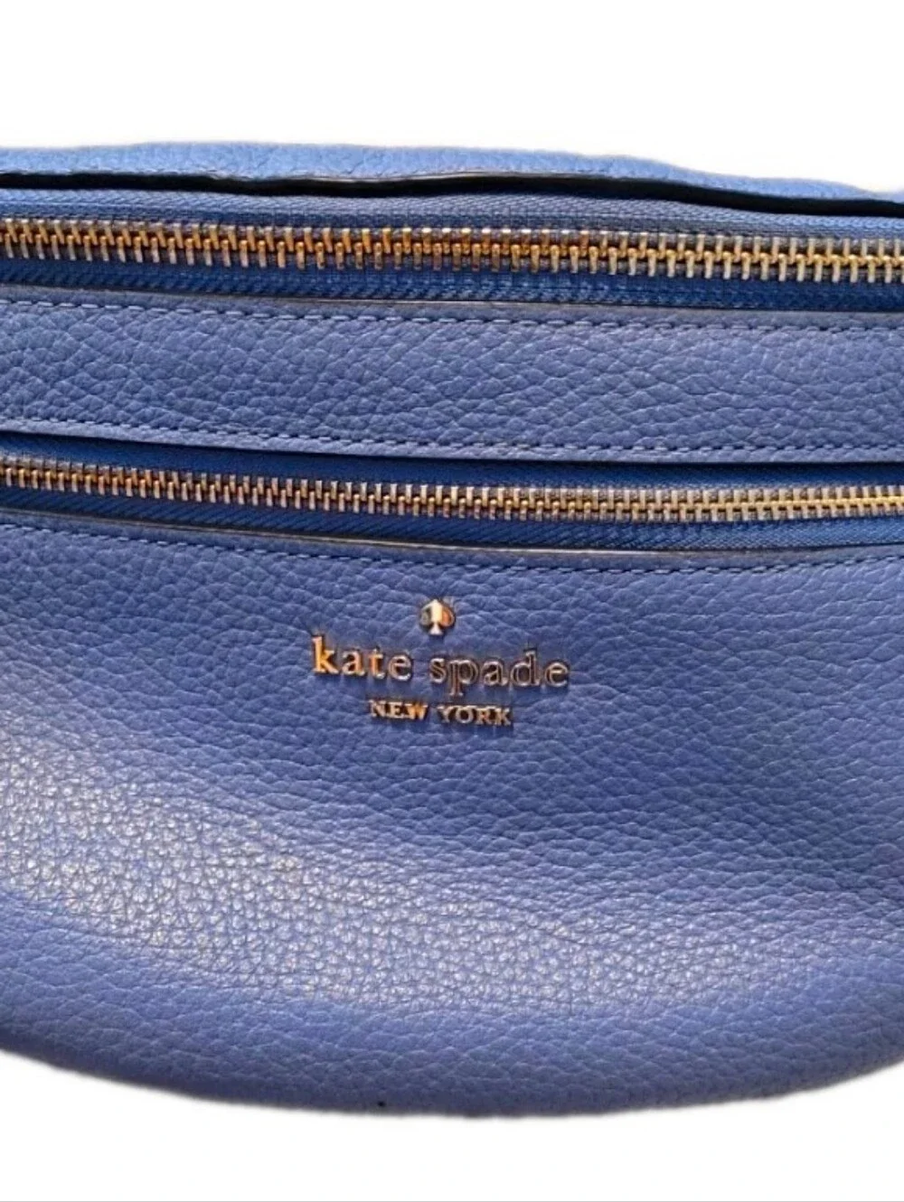 Kate Spade New York Blue Pebbled Belt Bag Fanny Pack Waist Bag Gold Hardware